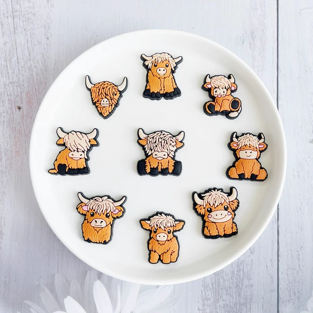Alt view image 3 of 6 - Cow Shoe Decoration - 9 Pcs Pack Cute and Fun Cow Croc Charms for Party Favors and Gifts