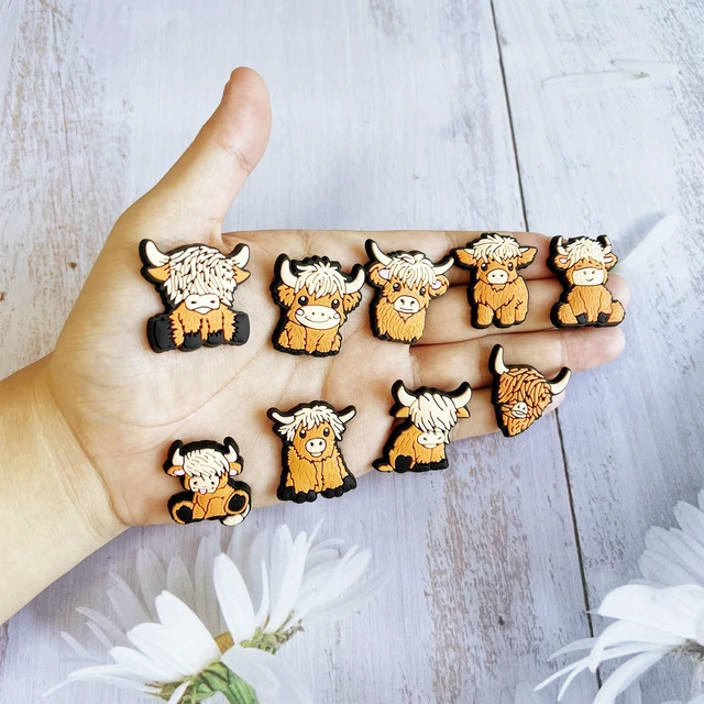 Alt view image 6 of 6 - Cow Shoe Decoration - 9 Pcs Pack Cute and Fun Cow Croc Charms for Party Favors and Gifts