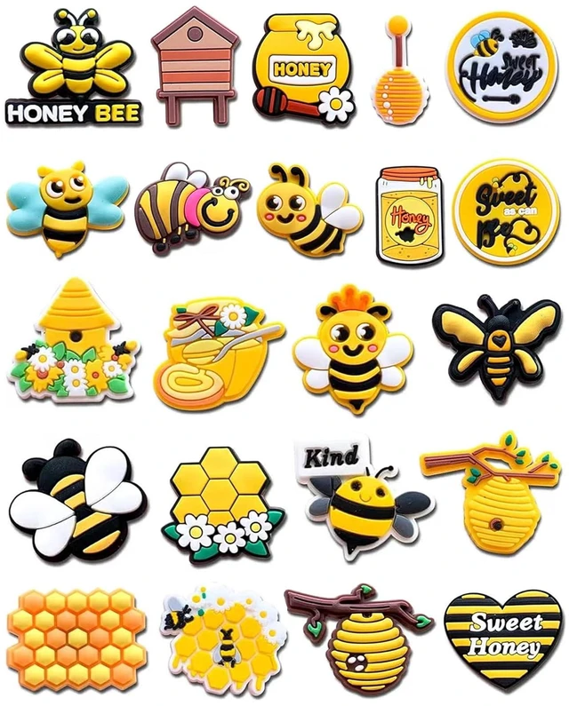 Main image of BOWNDY Bee Shoes Decoration Charms fits for Clog Sandals,Bee Shoe Decorations Gift for Boys Girls Kids Teens Men and Women Adults