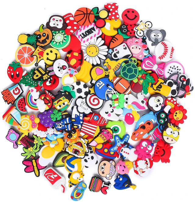 Main image of TANSWEET 30,50,100,125 pcs PVC Random Different Shape Shoe Charms for Shoe Decoration