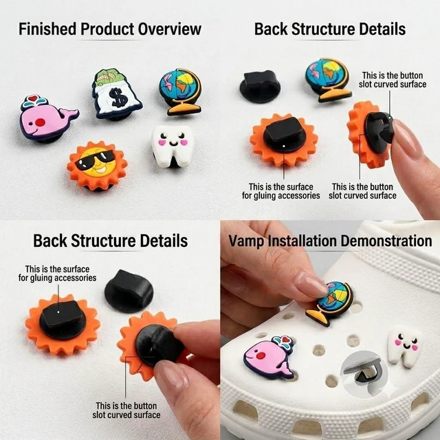 Alt view image 7 of 7 - TANSWEET 30,50,100,125 pcs PVC Random Different Shape Shoe Charms for Shoe Decoration