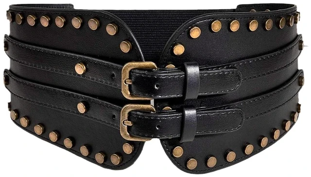 Main image of Women's Elastic Costume Belt - Wide Fashion Waist Cincher | Women's elastic waist belt with wide corset style design,adjustable fit for dresses,Halloween,cosplay and daily fashion(S/M)