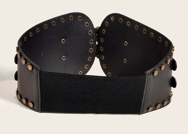 Alt view image 3 of 7 - Women's Elastic Costume Belt - Wide Fashion Waist Cincher | Women's elastic waist belt with wide corset style design,adjustable fit for dresses,Halloween,cosplay and daily fashion(S/M)