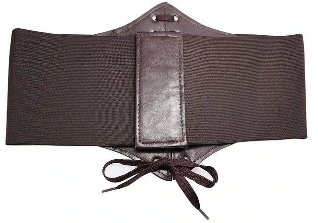 Alt view image 4 of 7 - YooAi Leather Corset Belt for Women Lace-up Elastic Waist Belt Retro Wide Cinch Belt Waistband for Women Dresses Coffee 115cm