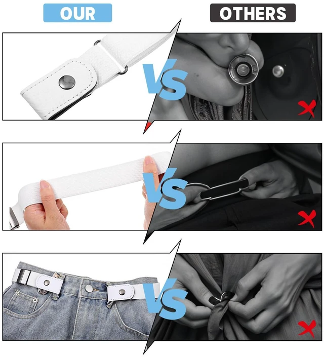 Alt view image 5 of 7 - Gjinxi 4pcs Adjustable Belt,Invisible Lazy Elastic Belt for Women Stretcht | for Women Men, No Buckle, Buckleless Belt, Jean Waist Tightener, Plus Size Pant, Black, White, Dark Blue & Gray