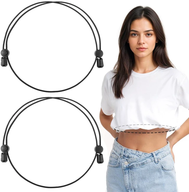 Main image of 2 Pcs Shirt Tuck Band Women, Adjustable Crop Band for Tucking Shirts Belly Leaking Elastic Bands to Change The Style of Your Top Shirt Stays Belt for Women