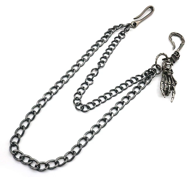 Main image of AFIKJHONS Pants chain for men Wallet Chain Men's Biker Belt Keychain, Heavy Duty Punk Jeans Chain (Skull Bone Hand Wallet Chain)