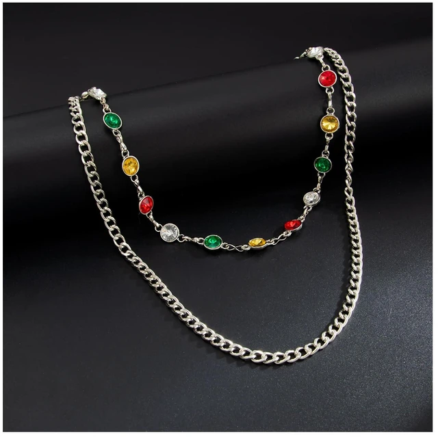 Alt view image 3 of 4 - Riymusry Layered Colorful Crystal Pants Chain for Men Jeans Gothic Hip Hop Link Trouser Keychains Jewelry for Women Biker Pocket