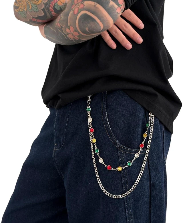 Alt view image 2 of 4 - Riymusry Layered Colorful Crystal Pants Chain for Men Jeans Gothic Hip Hop Link Trouser Keychains Jewelry for Women Biker Pocket