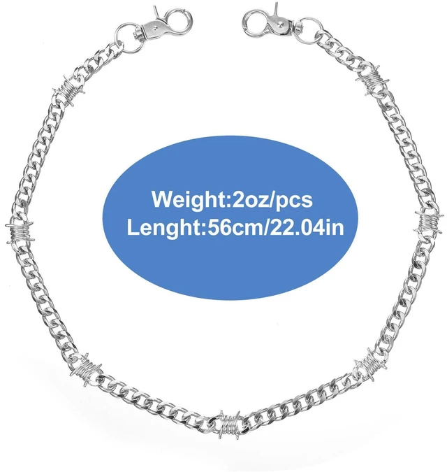 Alt view image 2 of 7 - Hpmjz Punk Wallet Chain 25 inch Hip Hop Pants Chain for Men | Silver Round Clasp Belt, Heavy Duty Metal Keychain, Goth Clothing Accessories for Wallet Jeans Pants Belt Keys Halloween