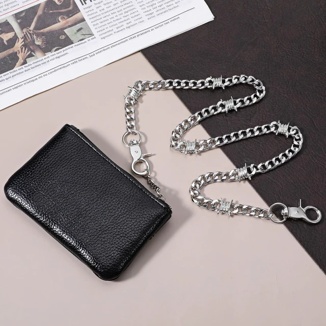 Alt view image 3 of 7 - Hpmjz Punk Wallet Chain 25 inch Hip Hop Pants Chain for Men | Silver Round Clasp Belt, Heavy Duty Metal Keychain, Goth Clothing Accessories for Wallet Jeans Pants Belt Keys Halloween