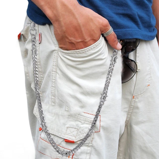 Alt view image 5 of 7 - Hpmjz Punk Wallet Chain 25 inch Hip Hop Pants Chain for Men | Silver Round Clasp Belt, Heavy Duty Metal Keychain, Goth Clothing Accessories for Wallet Jeans Pants Belt Keys Halloween