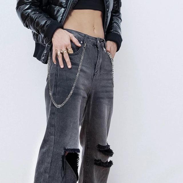 Alt view image 6 of 7 - Hpmjz Punk Wallet Chain 25 inch Hip Hop Pants Chain for Men | Silver Round Clasp Belt, Heavy Duty Metal Keychain, Goth Clothing Accessories for Wallet Jeans Pants Belt Keys Halloween