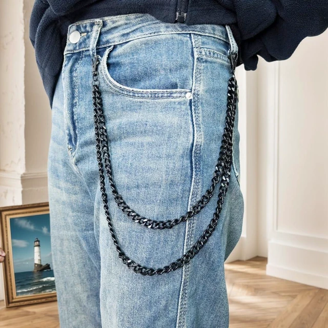 Alt view image 2 of 7 - Punk Trousers Chain Wallet Chains For Men Jean Chain Hip Hop Pants Chain | Hip Hop Pocket link Bag link Replacement Purse Accessories Purse Strap Handbag Charm Accessories Belt links For Pants
