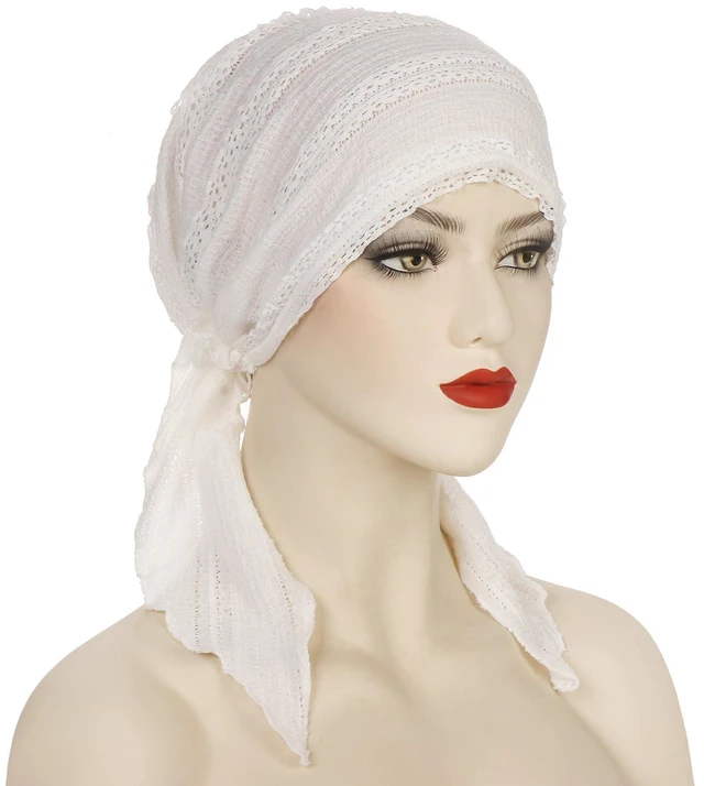 Alt view image 2 of 7 - YRANXQUN Pre Tied Headscarf for Women - Solid Chemo Bandana Headwrap Caps Cancer Turban Headwear Hair Cover