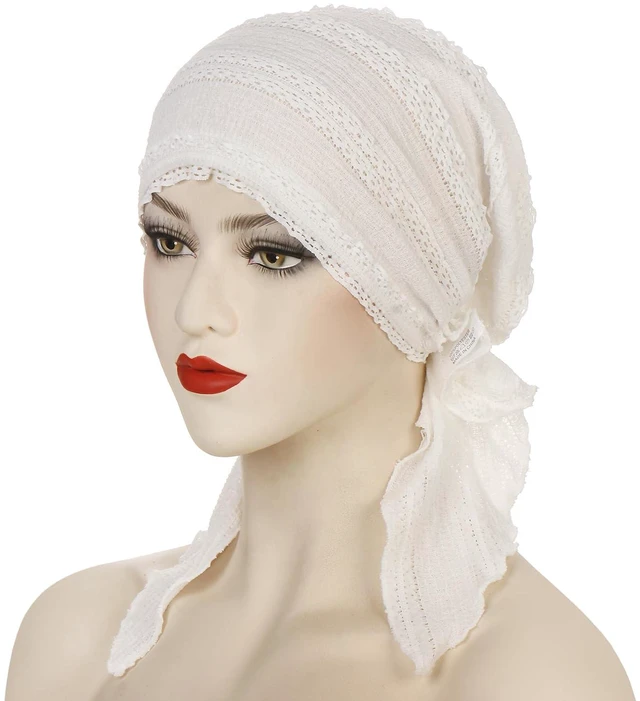 Alt view image 3 of 7 - YRANXQUN Pre Tied Headscarf for Women - Solid Chemo Bandana Headwrap Caps Cancer Turban Headwear Hair Cover