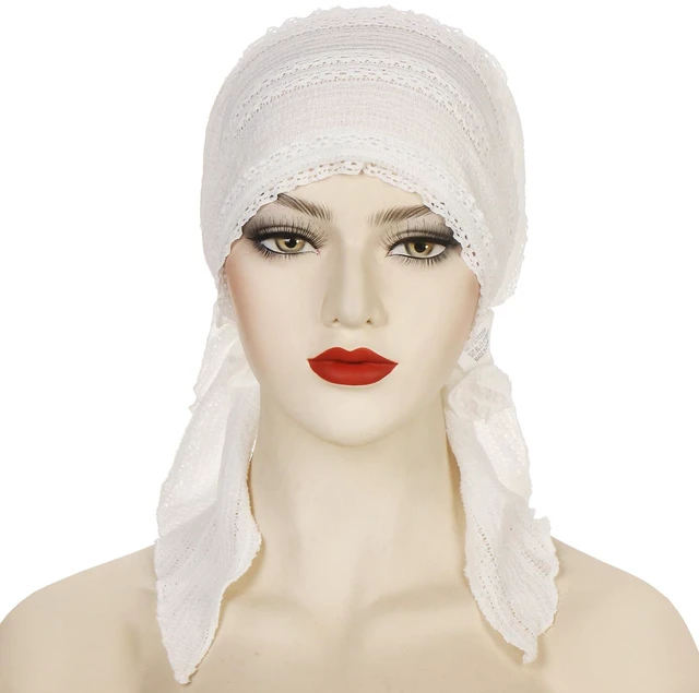 Alt view image 5 of 7 - YRANXQUN Pre Tied Headscarf for Women - Solid Chemo Bandana Headwrap Caps Cancer Turban Headwear Hair Cover