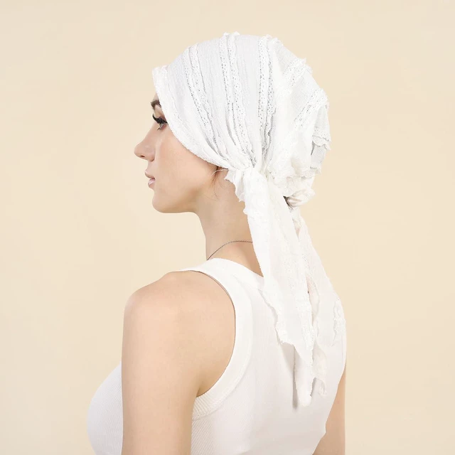 Alt view image 6 of 7 - YRANXQUN Pre Tied Headscarf for Women - Solid Chemo Bandana Headwrap Caps Cancer Turban Headwear Hair Cover