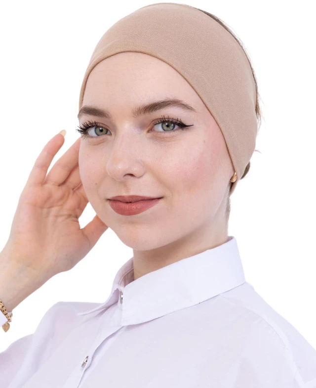 Main image of Prien Women Cotton Hijab Cap, Stretchy Head Cover, Pre-Sewn Inner Muslim Scarf Undercap, Non Slip Headband for Daily Wear (Deep Mink)