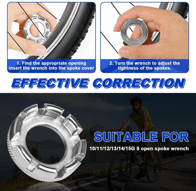 Alt view image 6 of 7 - ptiysta Bicycle Spoke Wrench Tool, Hardened Steel 6-in-1 | A Spoke and Rim Tool for Adjusting and Repairing Bicycle Wheel Tension,a Universal Spoke Adjustment Wrench