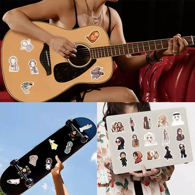 Alt view image 6 of 7 - 54Pcs Muslim Hijab Girl Stickers Islamic Women Waterproof Vinyl Decals | Peel and Stick waterproof sun-proof removable Reusable for Water Bottles Laptop Mobile Phone Skateboard Guitar Decoration