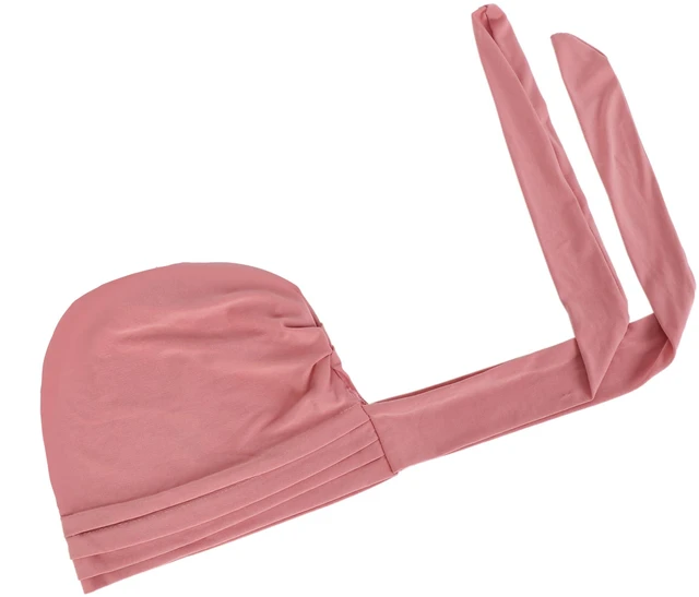 Alt view image 5 of 7 - YYAOJHAO Pre Tied Chemo Headscarf for Women - Slip On Bandana Headwrap caps chemotherapy Turban Headwear for Cancer Hair Cover (US, Alpha, One Size, Medium, Standard, Dark Pink)