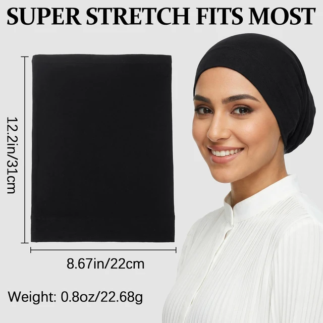 Alt view image 2 of 7 - Modern Hejab mens female Black Under Scarf Tube Cap with Brim (Hijab Accessory), Black, Size One Size