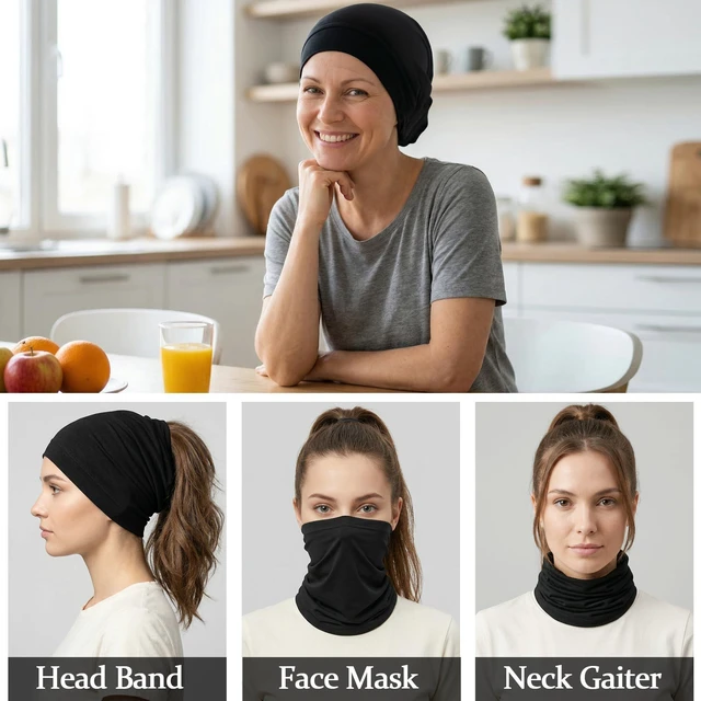 Alt view image 6 of 7 - Modern Hejab mens female Black Under Scarf Tube Cap with Brim (Hijab Accessory), Black, Size One Size