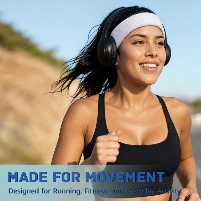 Alt view image 3 of 7 - 3 Pack Cotton Sports Sweat Headbands for Men and Women, Athletic Workout Hair Bands