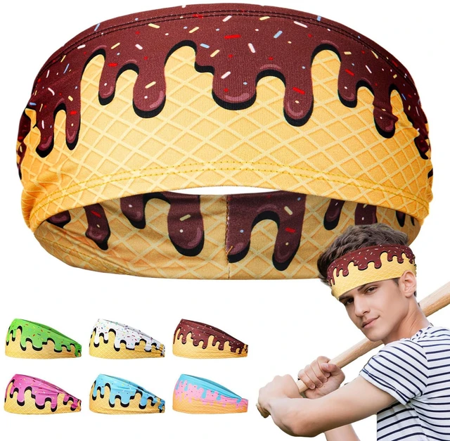 Main image of Suncalla Baseball Headband Ice Cream Headband Baseball Ice Cream Drip Athletic Sweatband Workout Hairband Breathable Soft Elastic for Men Women Adults(1 Pcs,Brown)