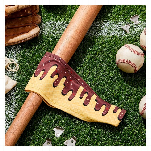 Alt view image 4 of 7 - Suncalla Baseball Headband Ice Cream Headband Baseball Ice Cream Drip Athletic Sweatband Workout Hairband Breathable Soft Elastic for Men Women Adults(1 Pcs,Brown)