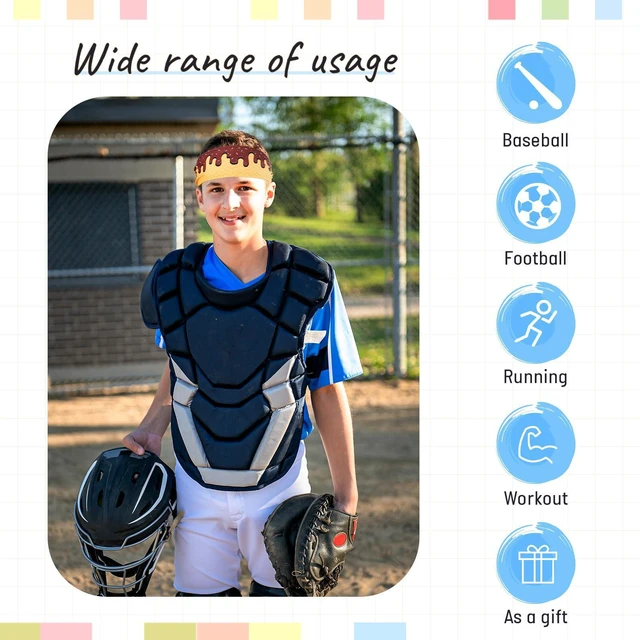 Alt view image 6 of 7 - Suncalla Baseball Headband Ice Cream Headband Baseball Ice Cream Drip Athletic Sweatband Workout Hairband Breathable Soft Elastic for Men Women Adults(1 Pcs,Brown)