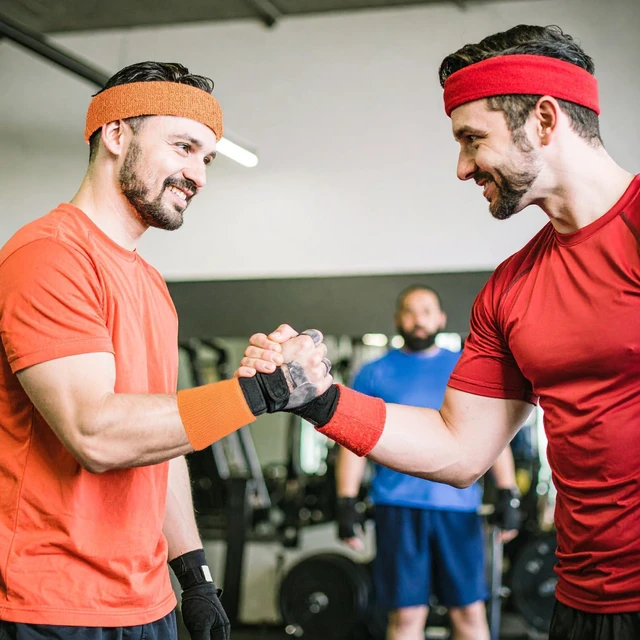 Alt view image 5 of 7 - Yolev 3Pieces Sweatband Set, Sports Headband and Wristbands, Set of 1 Headband and 2 Wristbands, for Athletic Men and Women, Black and Neon Green, One Size(Orange)