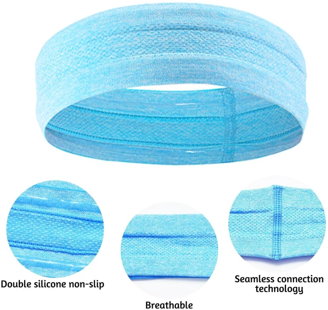 Alt view image 3 of 6 - Avxdbr 6 Pack Workout Headbands Sport Headband Sweat Headbands for Women | Men Women Multicolor Non Slip Stretchy Sweatbands for Sports Athletic Running Yoga