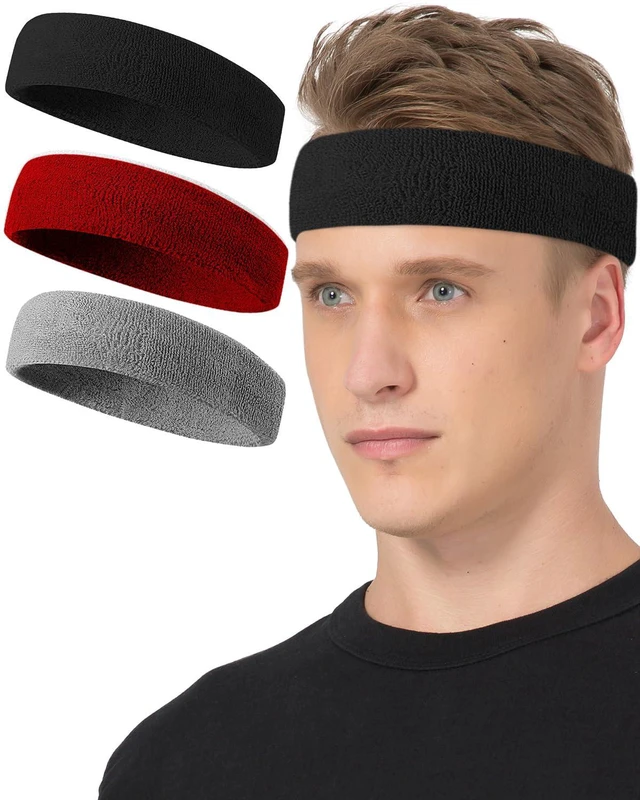 Main image of Tanluhu Sweatbands Sport Headbands for Working Out, Exercise, Tennis, Basketball, Running - Terry Cloth Athletic Sweat Cotton Headband Outdoor for Men & Women