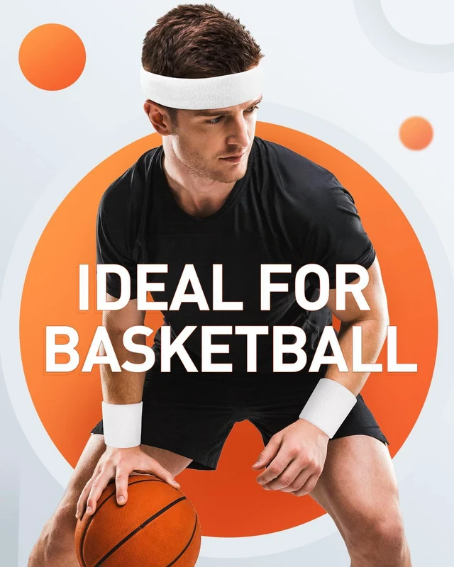 Alt view image 4 of 6 - Tanluhu Sweatbands Sport Headbands for Working Out, Exercise, Tennis, Basketball, Running - Terry Cloth Athletic Sweat Cotton Headband Outdoor for Men & Women