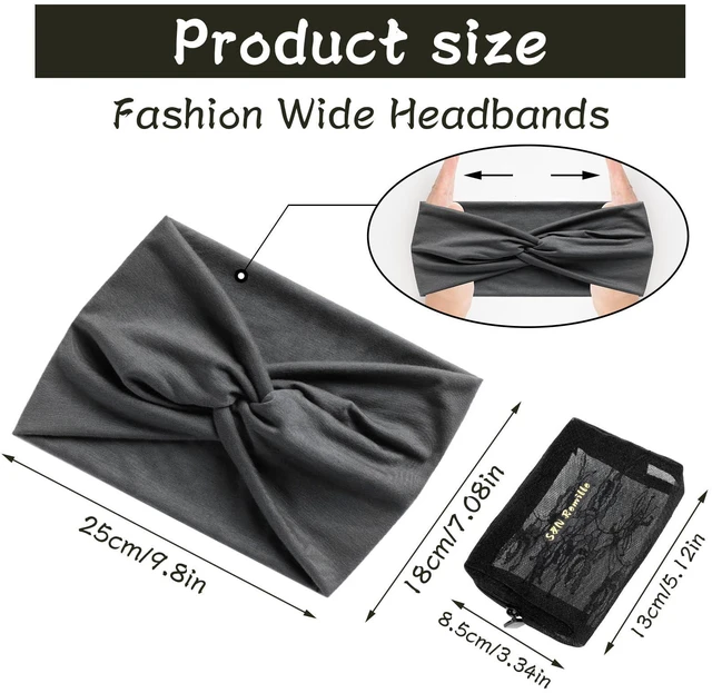 Alt view image 3 of 7 - S&N Remille Wide Headbands for Women, Large Hairband, Elastic Non-Slip Headband Twist Knotted Accessories, Yoga Workout Vintage Hair 3 Pack (Colour-9)
