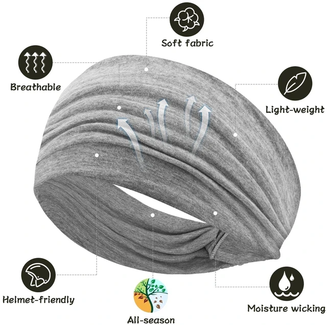 Alt view image 2 of 7 - S&N Remille Wide Headbands for Women, Large Hairband, Elastic Non-Slip Headband Twist Knotted Accessories, Yoga Workout Vintage Hair 3 Pack (Colour-9)