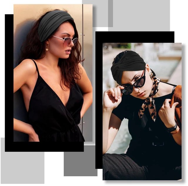 Alt view image 5 of 7 - S&N Remille Wide Headbands for Women, Large Hairband, Elastic Non-Slip Headband Twist Knotted Accessories, Yoga Workout Vintage Hair 3 Pack (Colour-9)