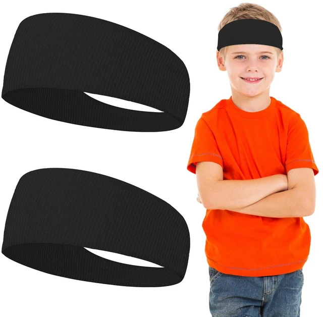 Main image of WLLHYF 2 Pcs Sports Headbands, Athletic Sweatbands Sweat Absorbing | Elastic Breathable Wicking Hairband for Youth Boy Girl, 14.5 inch, Football Headbands