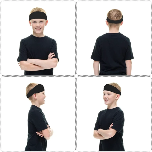 Alt view image 4 of 7 - WLLHYF 2 Pcs Sports Headbands, Athletic Sweatbands Sweat Absorbing | Elastic Breathable Wicking Hairband for Youth Boy Girl, 14.5 inch, Football Headbands