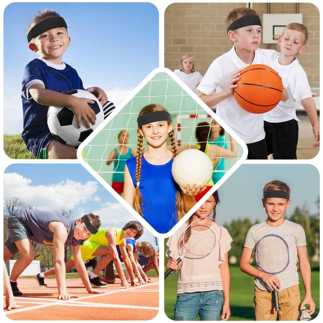 Alt view image 6 of 7 - WLLHYF 2 Pcs Sports Headbands, Athletic Sweatbands Sweat Absorbing | Elastic Breathable Wicking Hairband for Youth Boy Girl, 14.5 inch, Football Headbands
