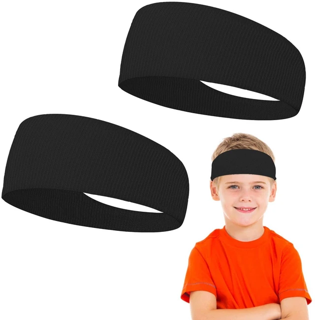 Alt view image 7 of 7 - WLLHYF 2 Pcs Sports Headbands, Athletic Sweatbands Sweat Absorbing | Elastic Breathable Wicking Hairband for Youth Boy Girl, 14.5 inch, Football Headbands