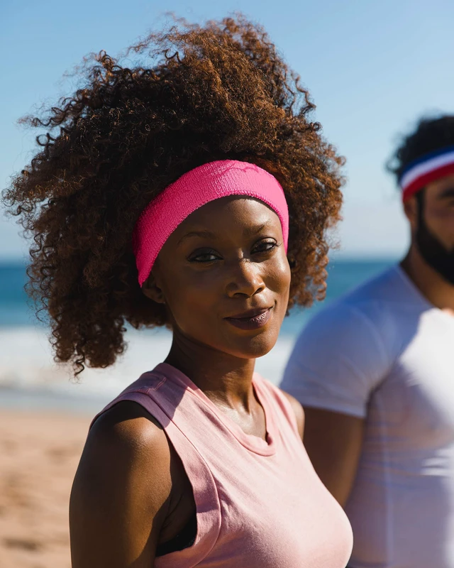 Alt view image 5 of 6 - Suddora Workout Headband for Men and Women, Moisture-Wicking Atheltic Sweatband, Lightweight Cotton Terry Cloth Bands for Basketball, Tennis, Football, Gym, Running, Cosplay & Costumes, Neon Pink