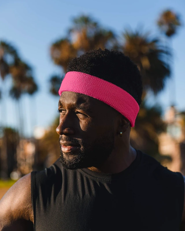 Alt view image 6 of 6 - Suddora Workout Headband for Men and Women, Moisture-Wicking Atheltic Sweatband, Lightweight Cotton Terry Cloth Bands for Basketball, Tennis, Football, Gym, Running, Cosplay & Costumes, Neon Pink