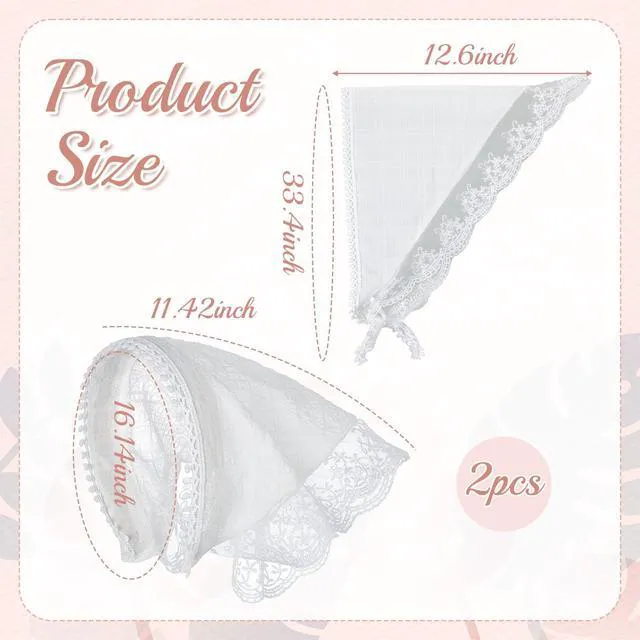 Alt view image 2 of 7 - Ocapind 2 Pcs White Bandanas Head Scarf Headband Simplicity Head Scarf | Lace Cute Bandanas, Sweet Stylish Headscarf, Vintage Hair Scarves, Aesthetic Headwrap, Heads Summer Accessories, for Women