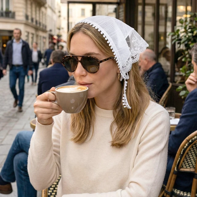 Alt view image 5 of 7 - MSHHDK Cute Stylish Lace Hair Bandana Hair Scarf Headband Women | Boho Triangle Bandana Turban, Non Slip Hairs Soft Head Coverings, for Hairs Styling Summer Accessories
