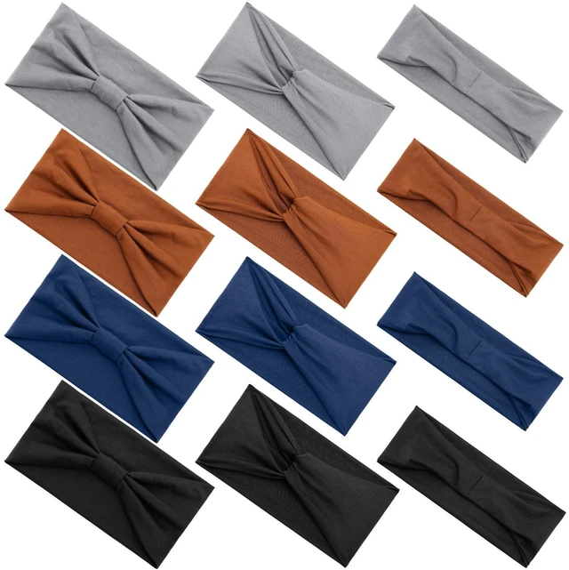 Main image of JATEBI 12 Pcs Stretchy Headbands for Women Fashionable Sports Hairbands | Anti-Slip Sweat Headband Soft Twist Knotted Headband for Workout Running Yoga