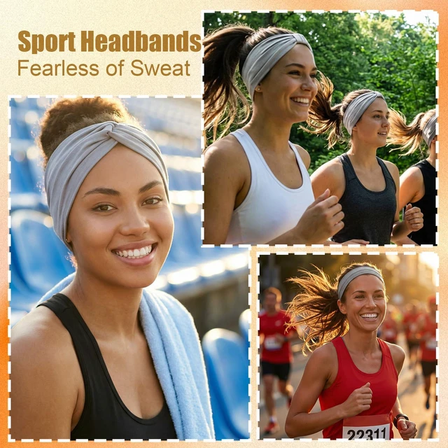 Alt view image 2 of 7 - JATEBI 12 Pcs Stretchy Headbands for Women Fashionable Sports Hairbands | Anti-Slip Sweat Headband Soft Twist Knotted Headband for Workout Running Yoga