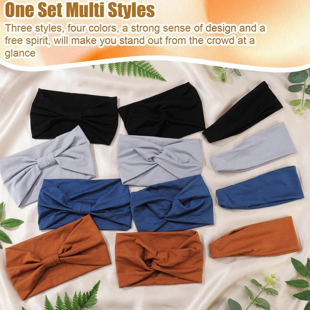 Alt view image 7 of 7 - JATEBI 12 Pcs Stretchy Headbands for Women Fashionable Sports Hairbands | Anti-Slip Sweat Headband Soft Twist Knotted Headband for Workout Running Yoga